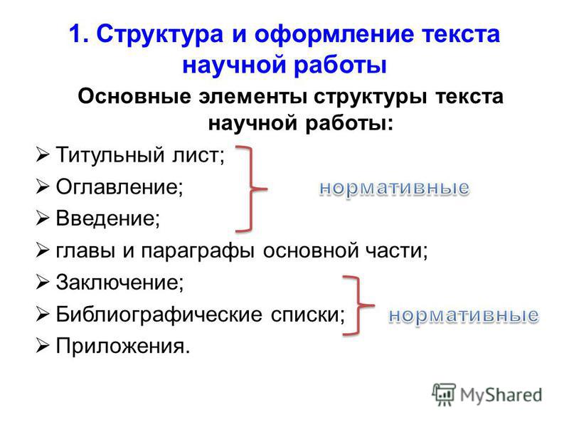 Структурные элементы текста