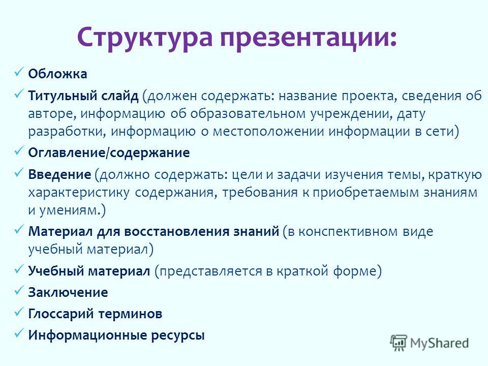 Что должно содержать