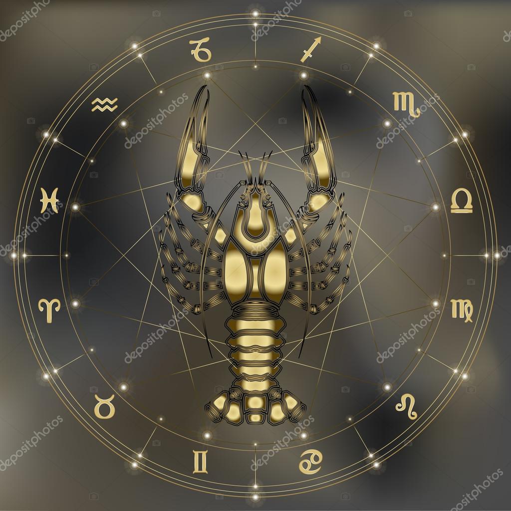 depositphotos 91714874 stock illustration golden crawfish zodiac cancer sign